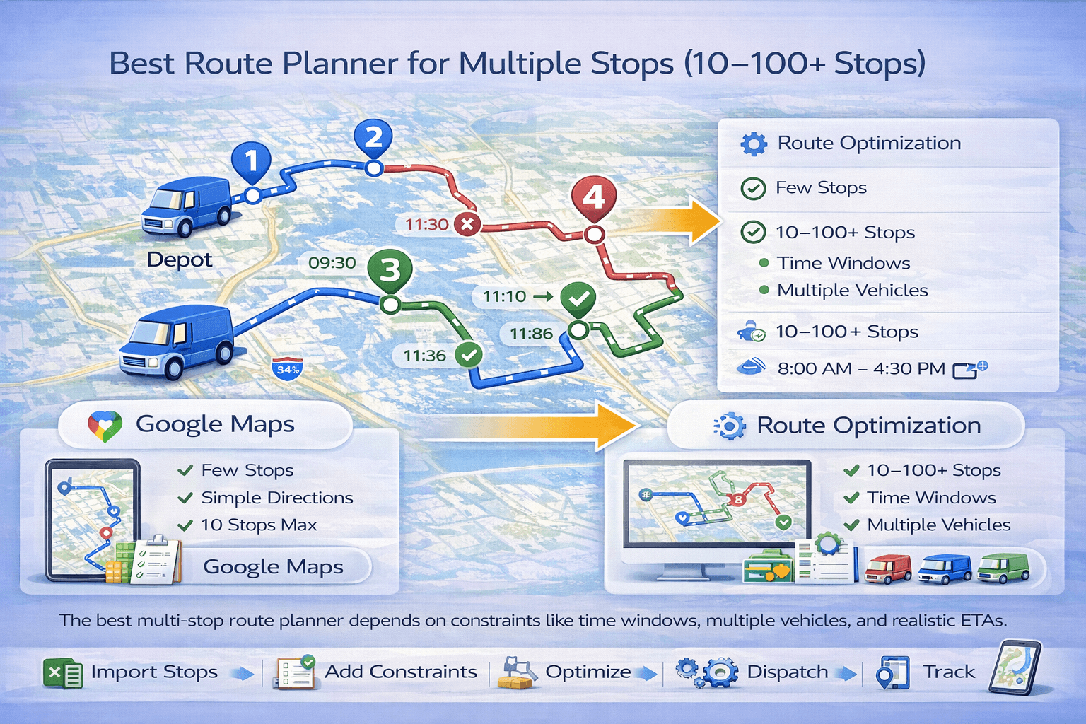 Best route planner for multiple stops showing route optimization workflow and multi-stop planning